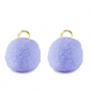 Pendentifs pompon avec anneau 10mm Dor&eacute;-violet pervenche