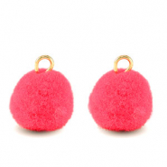 Pendentifs pompon avec anneau 10mm Dor&eacute;-rose hot