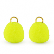 Pendentifs pompon avec anneau 10mm Dor&eacute;-jaune n&eacute;on