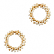 Breloques en acier Inox perles Beige-dor&eacute;
