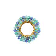 Breloques en acier Inox perles &agrave; facettes 24mm Bleu-dor&eacute;