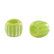 Perles Millefiori tube Vert clair
