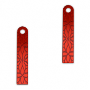 Pendentifs accroche-regard barre fleur Rouge m&eacute;tallique