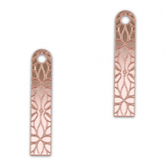 Pendentifs accroche-regard barre fleur Rose clair m&eacute;tallique