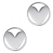 Breloques en acier Inox connecteur coeur Argent&eacute;