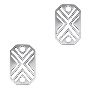 Breloques en acier Inox connecteur octogone X Argent&eacute;