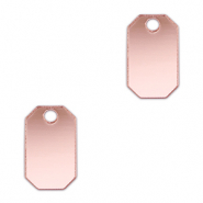 Pendentifs accroche-regard octogone Rose clair m&eacute;tallique