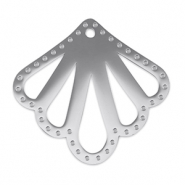 Breloques en acier Inox connecteur coquille Argent&eacute;