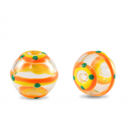 Perles en verre peintes &agrave; la main 14mm Transparent-jaune orange