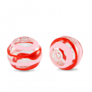 Perles en verre peintes &agrave; la main 14mm Transparent-rouge rose