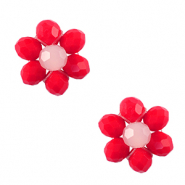 Pendentifs facett&eacute;es fleur Rouge-rose