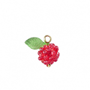 Pendentifs facett&eacute;es baie Dor&eacute;-vert rouge