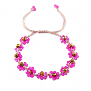 Cha&icirc;nes de cheville perles &agrave; facettes fleur Fuchsia-marron topaze
