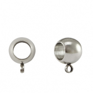 Appr&ecirc;ts en acier inox perle avec anneau 8x5mm Argent&eacute;