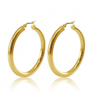 Boucles d'oreilles en acier Inox cr&eacute;oles 50mm Dor&eacute;