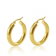 Boucles d'oreilles en acier Inox cr&eacute;oles 30mm Dor&eacute;