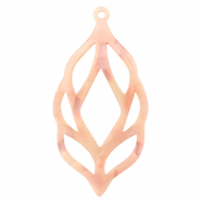Pendentifs en r&eacute;sine Rose p&ecirc;che opale