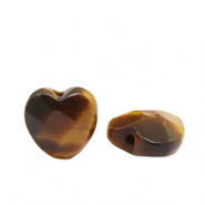 Pierres naturelles perles &OElig;il de tigre c&oelig;ur Marron dor&eacute;