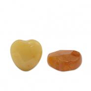 Pierres naturelles perles Quartz c&oelig;ur Orange ambre multicolore