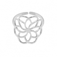Bagues en acier Inox fleur Argent&eacute;