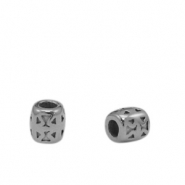 Perles en acier Inox 5mm Argent&eacute; antique