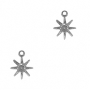Breloques en acier Inox &eacute;toile Argent&eacute; antique