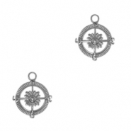 Breloques en acier Inox boussole Argent&eacute; antique