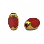 Perles en verre ovale &agrave; facettes Rouge-dor&eacute;