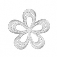 Breloques en acier Inox boh&egrave;mes fleur Argent&eacute;