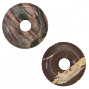 Pierres naturelles pendentifs Jaspe donut 20mm Mauve-noir