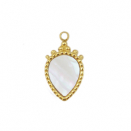Breloques en acier Inox coquille goutte Dor&eacute;-blanc (couleur naturelle)