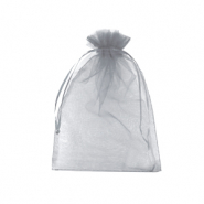 Sachet &agrave; bijoux en organza 10x12cm Gris clair