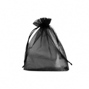 Sachet &agrave; bijoux en organza 7x9cm Noir