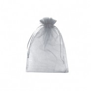 Sachet &agrave; bijoux en organza 7x9cm Gris clair