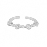 M&eacute;tal TQ laiton bague zirconium Argent&eacute;-cristal