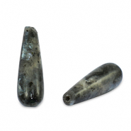 Pierres naturelles perles Labradorite goutte Gris paillet&eacute;