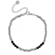Bracelets en acier Inox Argent&eacute;-noir