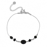 Bracelets en acier Inox &eacute;toile Argent&eacute;-noir