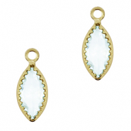 Pendentifs en verre Crystal Glass ovale Bleu ciel clair-dor&eacute;
