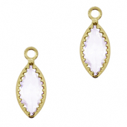 Pendentifs en verre Crystal Glass ovale Lilas clair-dor&eacute;