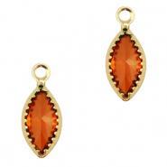Pendentifs en verre Crystal Glass ovale Rouge-dor&eacute;