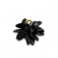 Pendentifs en r&eacute;sine cristal fleur Noir