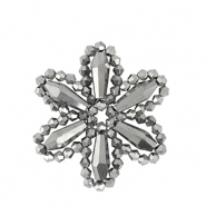 Pendentifs facett&eacute;es fleur Anthracite m&eacute;tallique