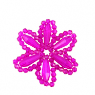 Pendentifs facett&eacute;es fleur Rose fuchsia n&eacute;on