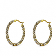 Boucles d'oreilles en acier Inox cr&eacute;oles zirconium Dor&eacute;