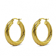 Boucles d'oreilles en acier Inox cr&eacute;oles Dor&eacute;