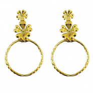 Boucles d'oreilles puces en acier Inox fleur Dor&eacute;