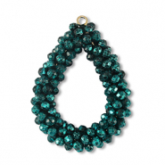 Boucles pendentifs facett&eacute;es goutte Vert p&eacute;trole