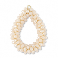 Boucles pendentifs facett&eacute;es goutte Blanc vanille