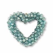 Boucles pendentifs facett&eacute;es coeur Vert Erin